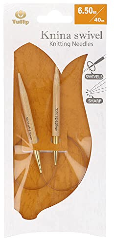 Tulip KS-400650 Stricknadeln, Bamboo, Beige, 40 cm x 6.5 mm