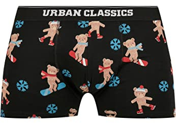 Urban Classics Men's Organic X-Mas Boxer Shorts 3-Pack, Teddy AOP+Jasper+Navy, M