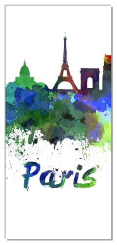 Wallario Selbstklebende Türtapete mit Schutzlaminat Städte als Aquarell - Skyline von Paris - Türposter 100 x 220 cm Abwischbar, rückstandsfrei zu entfernen