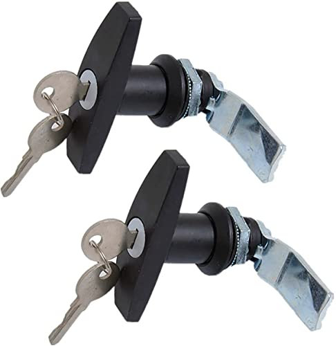 Lot de 2 serrures de garage, de remorque, d'armoire, de porte avec poignée en T pour camion, camping-car, abri de jardin, kit de verrouillage pour porte de garage, serrure de porte de camion (noir)