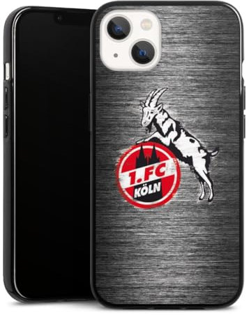 Silikon Hülle kompatibel mit Apple iPhone 13 Case schwarz Handyhülle 1. FC Köln Metallic Look Offizielles Lizenzprodukt