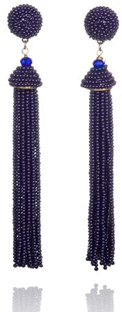 Zavana Orecchini con Nappe da Donna y Ragazza, Lunghi Orecchini Pendenti da Donna, con Perline Colorate, Orecchini Lunghi Boho Chic Fatti a Mano, Orecchini Blu da Donna, Bigiotteria per Donna