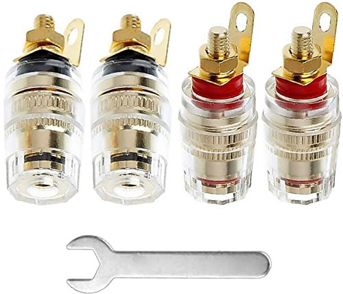 Xiatiaosann Bananenstecker, 4mm Bananenbuchse Adapter Lautsprecher Terminal Polklemme Anschluss Anschlussklemmen, 4 Stück