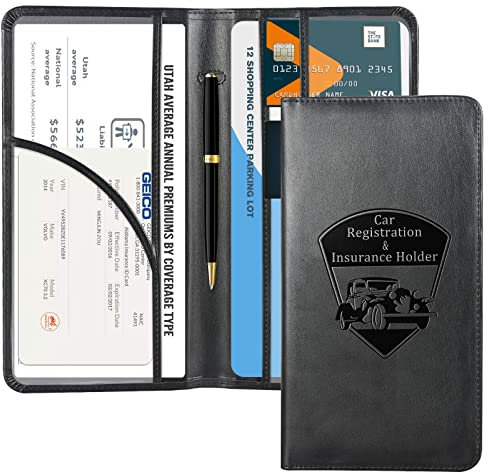 CoBak Porte-carte grise et d'assurance – Boîte à gants pour voiture, accessoires de comparaison de camion pour documents essentiels, permis de conduire, cartes