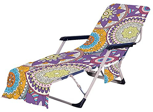 oneforus Schnell trocknendes Liegestuhl-Strandtuch, tragbare Mikrofaser-Strandstuhlbezüge, Boho-Mandala-Druck, Sonnenliegen-Handtücher für Sonnenliege