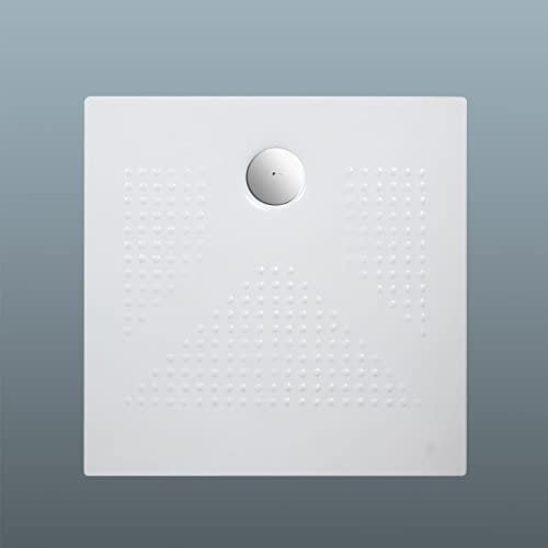 Kiamami Valentina - Piatto Doccia in Ceramica 80x80 cm | Antiscivolo | Installazione Filo Pavimento | Piatto Doccia Bianco Altezza 3 cm con Scarico 90 mm