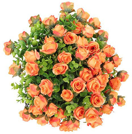 BESTonZON Hängeampel Kunstblume Hängeampeln Eisen Hängende Blumenkorb Metall Blumenampel Blumentöpfe Wand Hängepflanztopf Wand Kunstpflanzen Balkon für Indoor Outdoor Balkon Garten Orange