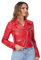 DIASHINY Chaqueta de cuero de imitación recortada roja para mujer PU Slim Zip Up Moto Biker Coat Motocicleta Crop Short Jacket 013 L