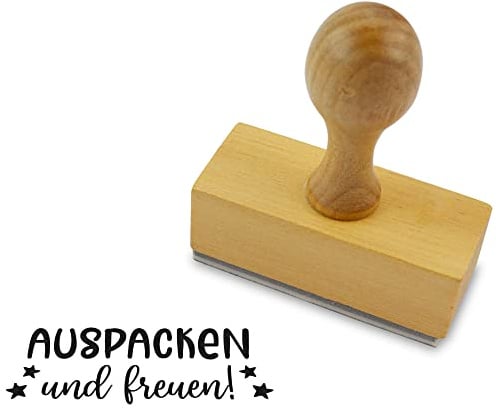 Gummistempel mit Holzgriff Auspacken und freuen! - 60x22mm Meyco Hobby