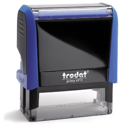 Trodat - Printy 4913 - Custom Stempel mit Wunschtext personalisieren, hier gleich online gestalten Gehäusefarbe blau – Adresstempel - Arztstempel - mit Wunschtext - 58x22 mm - 6 Zeilen