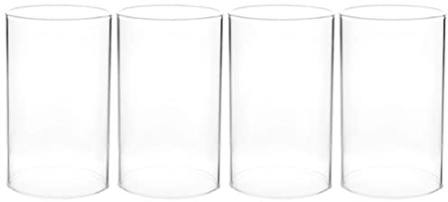 4 Stücke Glaszylinder ohne Boden mundgeblasen Öffnung Glashütte Windlichtgläser Glas Kerzenhalter Höhe 10cm Ersatzglas für Kerzen Windlicht Zuhause Wohnzimmer Hochzeit Dekoration