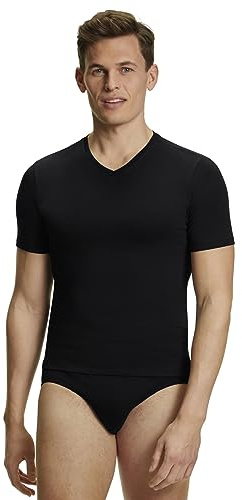 FALKE Men's Daily Comfort 2-Pack V Neck M S/S SH Cotton Breathable Pack of 2 Underwear, Black (Black 3000), M