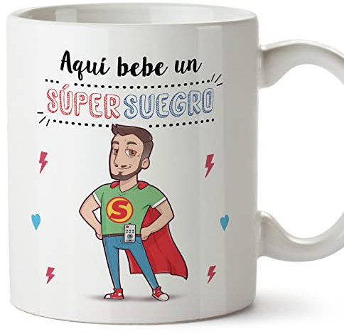 MUGFFINS Tazas para SUEGRO - En Español - Super Familia - 11 oz / 330 ml - Regalo original y divertido