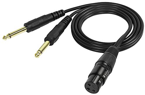 GELRHONR Dual 1/4 Zoll zu XLR Mikrofonkabel, 3 Pin XLR Buchse zu Dual 6.35mm 1/4 TS Mono Y Splitter Kabel für Instrumente, Mixer, Verstärker, Gitarre, Bass, Lautsprecher, Audio Aufnahme, PC-3.2Ft