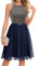 Bbonlinedress Glitzer Kleid Damen elegant Neckholder Pailletten Cocktailkleid festliches Brautkleid Party Abendkleider für Hochzeit Winterkleid Navy XL