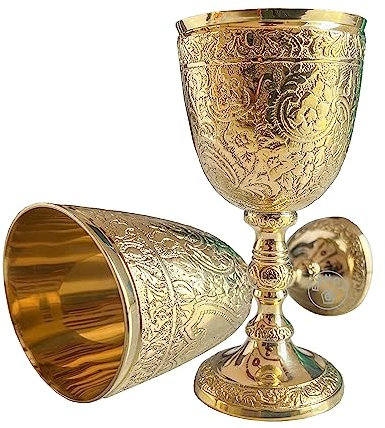 EXNOT Verre à calice vintage en laiton | 1 tasse à vin royal du roi Arthur – Cadeaux médiévaux de la Renaissance pour communion et Noël (calice romain)