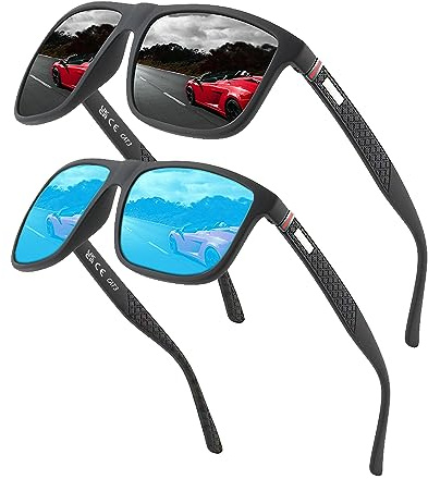 Occhiali da Sole Polarizzati Uomo Donna, Occhiali Vintage Eleganti Montatura Classica, Lenti Pilota HD, Golf Guida Pesca Occhiali da Viaggio Sport all'Aria Aperta Moda Occhiali da Sole
