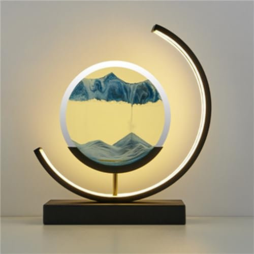 Lampes de Chevet en Mouvement Sable Art Photo Bureau veilleuse Lumineuse for Chambre à Coucher Style Chinois décoratif Verre sablier Lampes de Table (Color : Blue, Size : Touch)