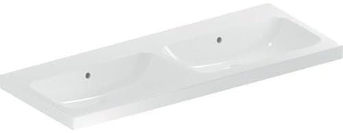 Geberit iCon Light lavabo double, 120 cm x 48 cm, sans trou pour robinetterie, avec trop-plein,501838, Couleur: blanc