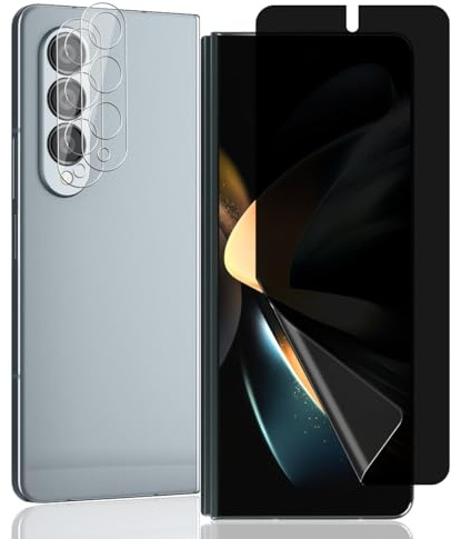 AnnhanT Schutzfolie für Samsung Galaxy Z Fold 4 Sichtschut Folie Weich TPU 1 Stück und für Galaxy Z Fold 4 Panzer Schutz Glas Kameraschutz 2 Stück. Anti-Spy Privatsphäre für Samsung Galaxy Z Fold 4
