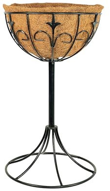 Siam Express Deluxe Tiered Fountain Coco Liner Raised Metal Freestanding Planter Natural Coconut Outdoor Plant Garden Decor Basket Flowers Plants Floral Displays (Deluxe 24 Jardinere MTJ24D)