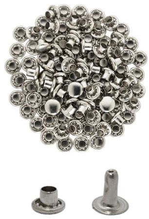 100 remaches de hierro con cabeza y vástago, fabricado en Italia, varios tamaños disponibles, fáciles de aplicar (7 x 10 mm)