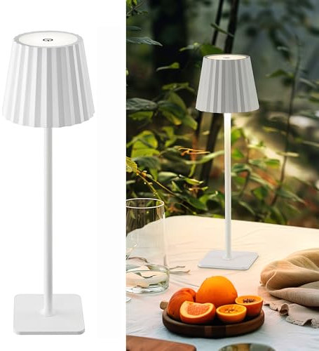 ZACHVO Dimmbare LED Akku Tischlampe Kabellos, 5200mAh LED Tischleuchte Kabellos 3 Farbtemperatur 3000K-6000K IP44 Outdoor Tischlampe mit USB-C LED Table Lamp (Weib.)