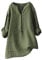 Hemd Leinen Damen,Leinen Tunika,Damen Sommer Leinen Long Bluse Top Langarm Bluse mit Knöpfen Hals T-Shirt Große Größen Casual Tunika Elegant Casual Vintage Style Oversized Shirt Bluse,Grün,L