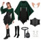 OPAEHJF 8 Stück Damen Mittelalter Traditionelles Irisches Kleid Renaissance Elfen Kostüm Mit Elfenohren, Halloween Viktorianisches Cosplay (XXL)
