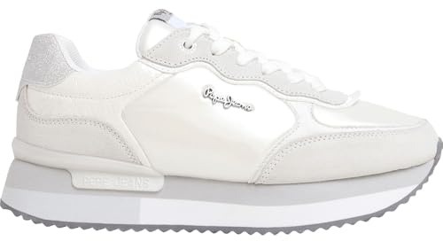 Pepe Jeans Rusper Shine weiße Lederturnschuhe
