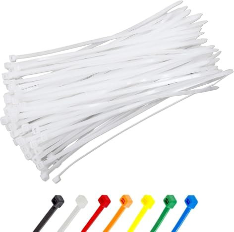 White Cable Ties 450mm (18), 4.8mm | Pack of 100 | Extra Long Strong Clear Natural Nylon Zip Ties, Self-Locking | Indoor Office, Workshop & Network Cable Management - Abacus Range