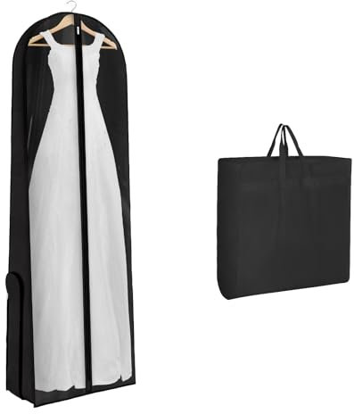 KEEGH Kleidersack Brautkleid, Kleidersäcke Lang 180cm, Kleidersack Brautkleid Faltbar mit reißverschluss, Kleidersäcke für Brautkleid Lang, Brautkleid, Brautkleider (Schwarz)
