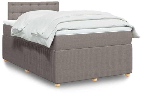 vidaXL Boxspringbett, Doppelbett mit Matratze Matratzenauflage, Bettgestell mit Kopfteil, Polsterbett Bett für Schlafzimmer, Taupe 120x200cm Stoff