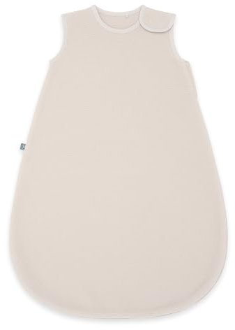 emma & noah Merinowolle Baby Schlafsack 1.0 TOG, Ganzjahres Schlafsack für den Frühling, Sommer und Herbst, 100% Wolle, Strampelsack für Neugeborene (Essential Beige, 60)