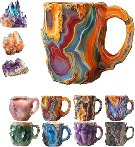 Wusdayer 200ml Mineral Crystal Coffee Mugs,Multi-Colored Crystal Mineral Coffee Mugs, Natural Mineral Crystal Coffee Mugs,New Mineral Crystal Coffee Mugs, Real Mineral Crystal Coffee Mugs (#7)