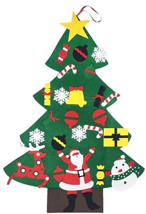 Befeixue Weihnachtsbaum aus Filz, Weihnachtsbaum aus Filz für Kleinkinder, Kinder Weihnachtsbaum Filz, Weihnachtsbaum für Kleinkinder, Weihnachtsbaum mit abnehmbaren Ornamenten, Wanddekoration