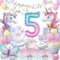 yosiio Unicorn Party Decorations, 5th Unicorn Birthday Decoration Set, Children's Party Tableware With Balloons for Girls 5 Years Birthday Supplies 16 Guests