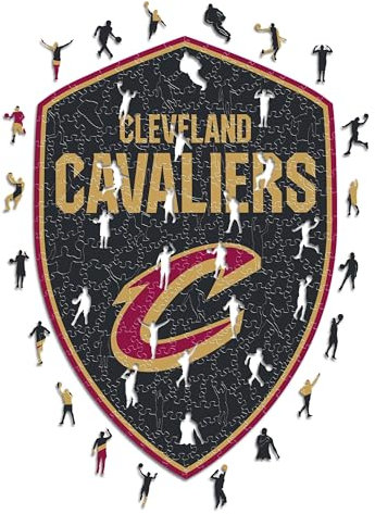 Iconic Puzzles - Cleveland Cavaliers, Logo, Holzpuzzle, offiziell lizenziert von der NBA, 100% nachhaltig, Größe M, 270 Teile