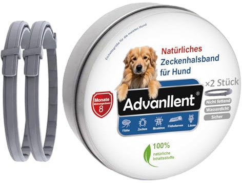 Advanllent Zeckenhalsband für Hunde 2 Stück, Flohhalsband Hunde, Floh und Zeckenhalsband Hund, Zeckenschutz Flohschutz Halsband für Hund, 16 Monate Zeckenschutz