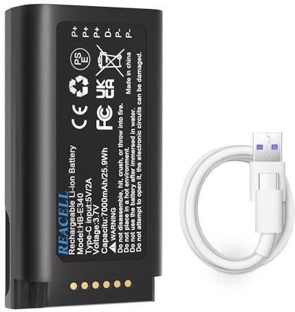 REACELL 7000mAh Rechargeable Battery Compatible for Eufy E340 C31 Video Doorbell, 3.7V Backup Battery Long-Lasting, Quick-Release, Easy to Install and Remove, Pack with USB-C Cable (2025 New Version)