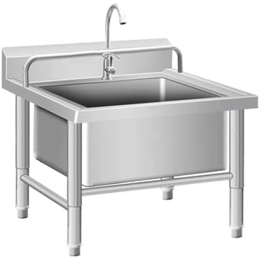 CFMAIF Kommerzielle Bodenwischer-Spüle, Edelstahl, Mehrzweck-Mopp-Eimer, Boden-Standspüle, mit Ablauf/Sieb (80 cm)