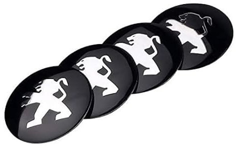 HONGYANFA 4 Stück 56mm Radkappen-Aufkleber für Peugeot 205 GTI, Radmitteldeckel Sticker Felgendekor Logos für Radkappen