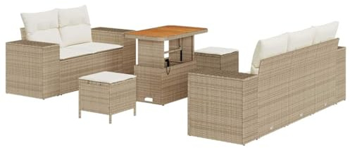 vidaXL Garten-Sofa-Set 8 pcs Beige und Creme 90 x 55 x 71 cm, Garten und Terrasse, modernes Sofa-Set, abnehmbare Kissen, wetterfest, gemütliche Gartenmöbel