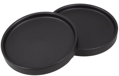 YOSADIER 2 Stück Keramik Untersetzer für Blumentöpfe 15x15cm Schwarz Pflanzenschalen mit Wasserschale Langlebige Drainage für Garten und Zimmerpflanzen