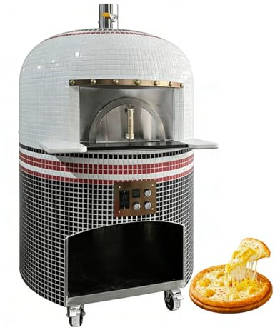 Horno de pizza comercial de leña, horno de pizza de ladrillo de acero inoxidable con alto calor de 450 °C, horno híbrido de gas y madera para pizza al aire libre para restaurante y pizzería