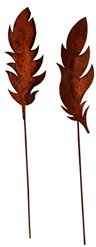 Unbekannt Gartenstecker Set Federn 2 x 75cm Metall Rost Gartendeko Edelrost