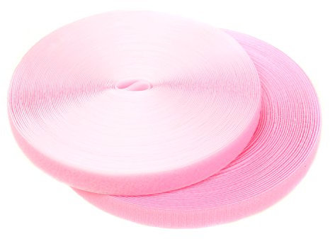 TUKA 25m x 25mm Klettband zum aufnähen, Rückseite Nicht selbstklebend, 25 meter Flausch & 25m Hakenband, 25mm breit Klettverschluss, Extra Stark Haftkraft Flausch & Haken, Rosa TKB5003 pink