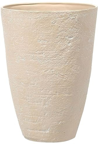 Flower Planter Tall Stone Garden Plant Pot Indoor Outdoor Beige 51x71 cm Camia