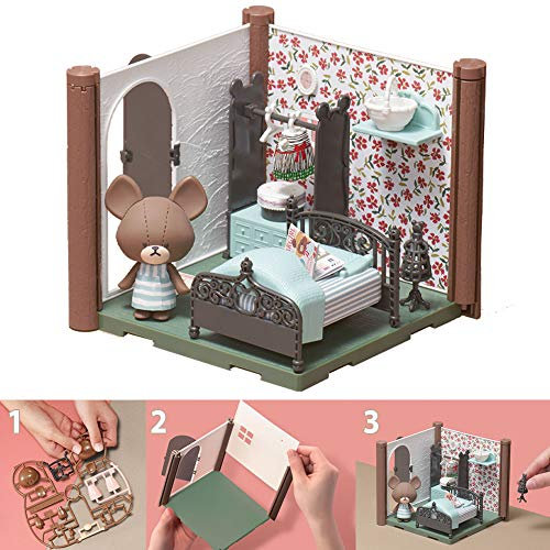 Bandai – Haco Room – Set für Jackies Zimmer – 55 Teile zum Zusammenbauen – Puppe Jackie, Zimmer und zahlreiche Accessoires – Mini-Spielwelt – Bauspielset – 35451
