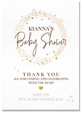 Personalised Baby Shower Welcome Sign in Pink or Blue Splash with Gold Effect Sparkle (BS46)